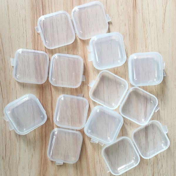 Vide 3.5x3.5 cm carré Mini conteneurs de stockage en plastique transparent boîte avec couvercles petits bijoux bouchons d'oreilles boîtes de rangement