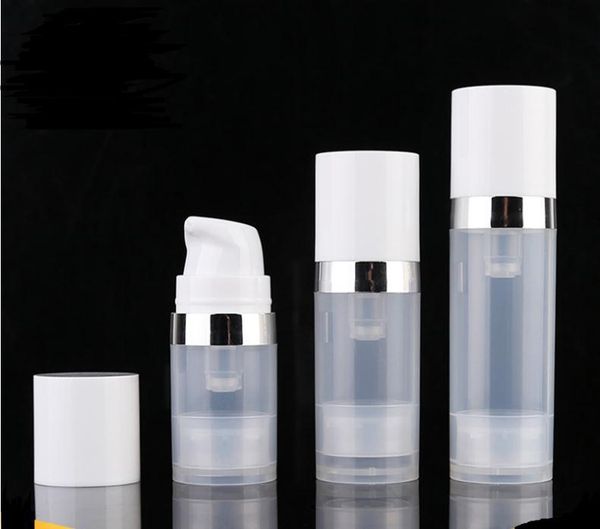 Bouteilles vides 5 ml 10 ml 15 ml Airless Bouteille de lotion pour pompe à vide sans air claire avec emballage cosmétique Silver Line SN1306