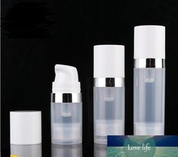 Lege 5 ml 10 ml airless flessen helder luchtloze vacuümpomp lotion fles met zilveren lijn cosmetische verpakking SN1306