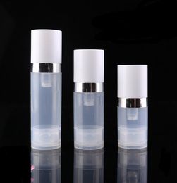 Bouteilles vides sans air de 5ml 10ml, bouteille de Lotion transparente avec pompe à vide avec couvercle en argent, emballage cosmétique DH87764524474
