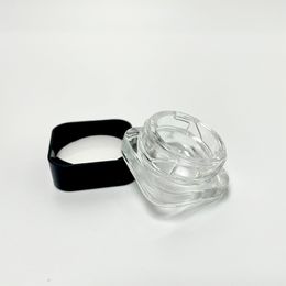 Bouteille transparente vide à l'épreuve des enfants de 5ML, pot de cire Cube, récipient cosmétique en verre pour concentré d'huile Dab avec capuchon blanc ou noir
