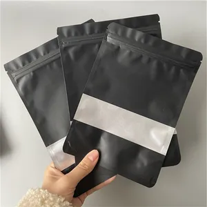 Emballage vide de 7 g 1/4 oz Emballage de sac Mylar anti-odeurs Pochettes debout Sacs comestibles refermables thermoscellables avec fenêtre Petite personnalisation MOQ