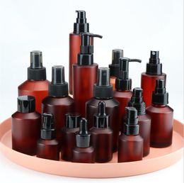 Lege amber bruin glazen fles hervulbare cosmetische container reizen spuit lotion crème shampoo flessen 15ml 30ml 60ml 100ml jar
