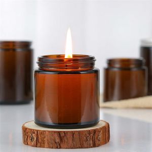 Pots de bougies ambre vides, support de bougies parfumées en verre ambré de 4oz 8oz 250ml avec couvercles