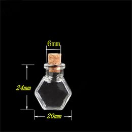 Lege kunst Kleine parfumflesjes Charms DIY Leuke sleutelhangers Mini glazen flessen met kurken 10 stks 20x24x6 mm