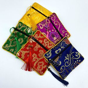 Lege tas Chinese stijl sieraden tassen verpakking gift wrap pouch met kwasten 11.5x11.5cm maat
