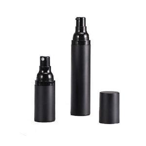 Bouteilles vides en plastique givré noir comme pompe de pulvérisation, distributeur sans air de 15ml 30ml 50ml pour liquide cosmétique/Lotion Hoibp