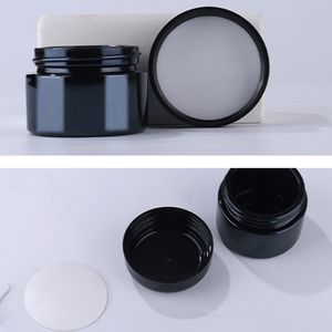 Frascos de vidrio negro vacíos Botella de crema cosmética 20g 30g 50g con revestimiento de PP