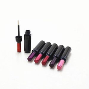 Botella de brillo de labios de plástico negro vacía con tapa de color, tubo de brillo de labios portátil creativo con forma de vino, tubo de lápiz labial F3645 Jtvlu