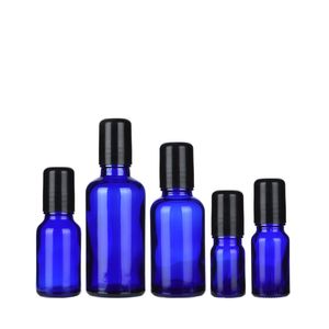 Rouleau de crème pour les yeux en verre bleu vide sur des bouteilles Bouteille rechargeable d'huile essentielle portable avec bille en acier inoxydable Perle de verre 5 ml 10 ml 15 ml 20 ml 30 ml 50 ml 100 ml