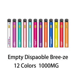 Pluma vacía Breze dipsoable de 280 mah, pluma vacía de 1 ml, bobina de cerámica, pluma tipo C, pegatina de 12 sabores