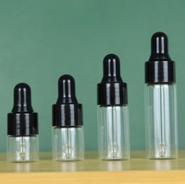 Flacon compte-gouttes vide en verre transparent, Mini bouteilles d'huile essentielle avec tuyau, flacon en verre de 1 ml, 2 ml, 3 ml, 5 ml, SN6266