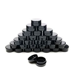 Conteneurs cosmétiques vides avec couvercles 3g en plastique petite bouteille de voyage rechargeable anti-fuite pots noirs ronds pour crème de lotion d'échantillon de slime HWSQ