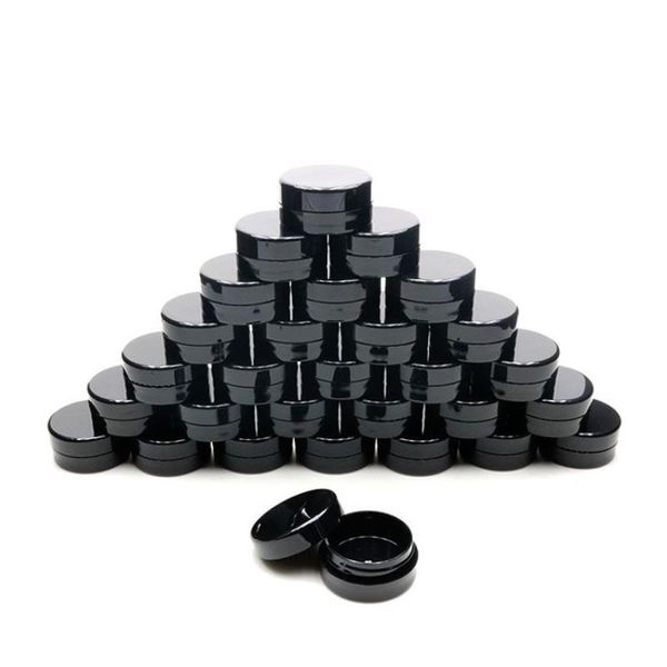 Récipients cosmétiques vides avec couvercles 3g en plastique petite bouteille de voyage rechargeable anti-fuite pots noirs ronds pour crème de lotion d'échantillon de slime Foxm