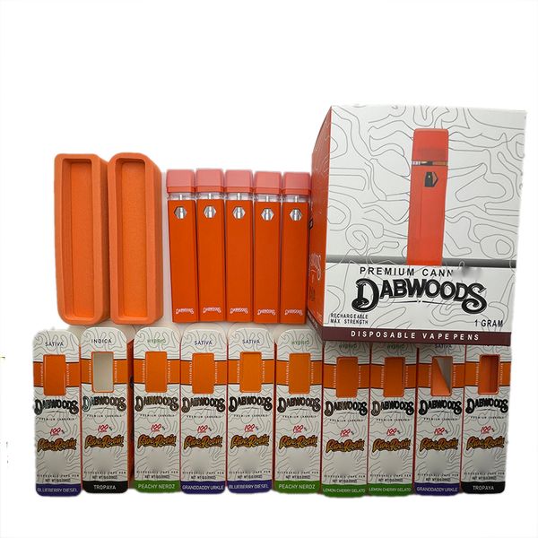 Vide Dabwoods jetables Vape Pens plus récent 1,0 gramme Vapes dispositif épais huile bobine en céramique E cigarette Bar Pods 280mah rechargeable 1ml cartouches de vape vaporisateur