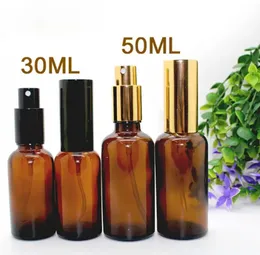 Lege glazen spuitflessen Amber Atomizer Navuleerbare spuitflessen flessen met zwarte gouden pompdop voor parfum cosmetisch water