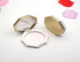 Estuche compacto para sombra de ojos en polvo dorado vacío, contenedor para lápiz labial, caja para colorete DIY con espejo rápido F29232289894