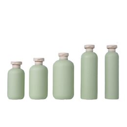 Lege Groene Plastic Emulsie Lotion Fles Cosmetische Verpakkingen Shampoo Douchegel Ronde Schouder Hervulbare Container 200ml 250ml 300ml 400ml 500ml