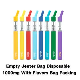 Lege Jeeter Bag wegwerp vaporizer pen 1000mg peulen 280mAh oplaadbare batterij Dikke oliekarren Luchtstroom Geen knop met smaken Zakverpakking