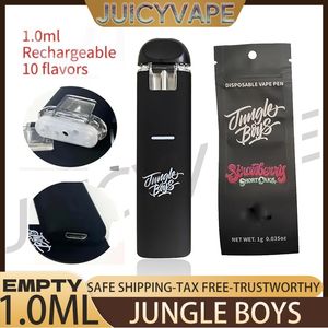 Lege jungle boy wisp dan vape pennen 1,0 ml gram vapes apparaat dikke olie e sigarettenbalk pods 360 mAh oplaadbare batterijverdamper met ritszakken stickers dabwoods