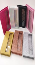 Boîtes de cils vides 5 paires de cils du livre d'emballage entièrement personnalisé Holographic Gold Silver Pink Black Couleur vide Book2295186