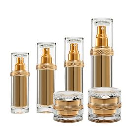 Lege luxe acryl cosmetische jar pomp spuitflessen voor crème, essentie, parfum 30 g 50g 30 ml 60 ml 80ml 120ml