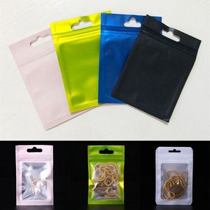 Bolsas Zipl mate vacías con holograma de papel de aluminio, bolsa de almacenamiento con cierre de cremallera impermeable, joyería, pulseras de belleza para uñas, paquete de embalaje