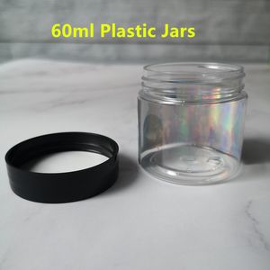 Bouteilles d'emballage vides Hologramme 3,5 grammes 60 ml Sacs en mylar à la menthe mince Pot en plastique Réservoir de fleurs d'herbes sèches Conteneur