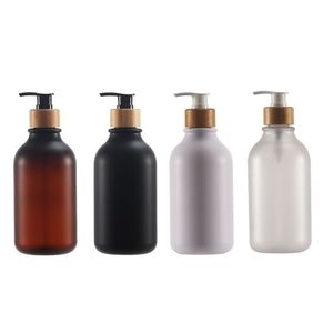 Empty Packing Plastic Bottle 300ML 500ML Round Shoulder PET Black White Lotion Press Pump Porable Refillable Cosmetic Packaging Container