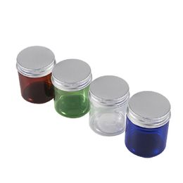 Lege verpakking Plastic fles Bruin groen blauw Clear Crème Jar 50g 80 g Aluminium Cover Pakbak Draagbare cosmetische container