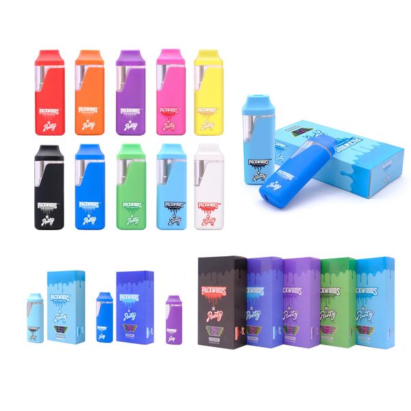 Packwoods vides Vape Vape en gros céramique 1 ml d'huile d'épaisseur 280mAh de type C 10 couleurs Emballage avec autocollant