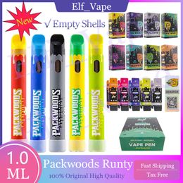 Lege Packwoods Runty X Runtz 1.0ml wegwerp vape Pen Disposables e Sigaretten PODS Device Pod 380 mAh Oplaadbare batterij Lege Vapes 1 ml Vaporizer met verpakking