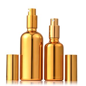 Lege parfum Fijne mist Verstuiver Glas Navuleerbare Spray Flessen Aromatherapie Cosmetische sprays Container Shinny Goud voor etherische oliën Bad, schoonheid, haarreiniging