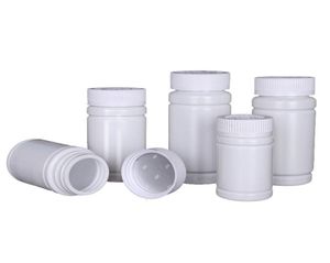 Lege pil flessen draagbare witte ronde plastic poeder medicijnhouder tablet container kast voor apotheekvitamines 60 ml9274034