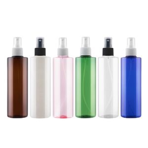 Lege plastic verpakking fles platte schouder huisdier zwart wit sparelpers pomp schroefdeksel met dekking hervulbare draagbare cosmetische verpakking container 250ml