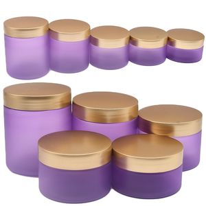 Lege Hervulbare Fles PET Frost Paarse Gezichtscrème Potten Plastic Schroef Deksel Dia.68mm Haarolie Pot 100ml 120ml 150ml 200ml 250ml Cosmetische Verpakking Container