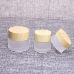 Bouteille de récipients rechargeables vides avec bouchons à vis en bois et couvercles intérieurs bocaux en verre ronds pour cosmétiques 5 10 15 30 50 G Afgso