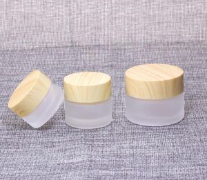 Bouteille de récipients rechargeables vides avec bouchons à vis en bois et couvercles intérieurs bocaux en verre ronds pour cosmétiques 5 10 15 30 50 G