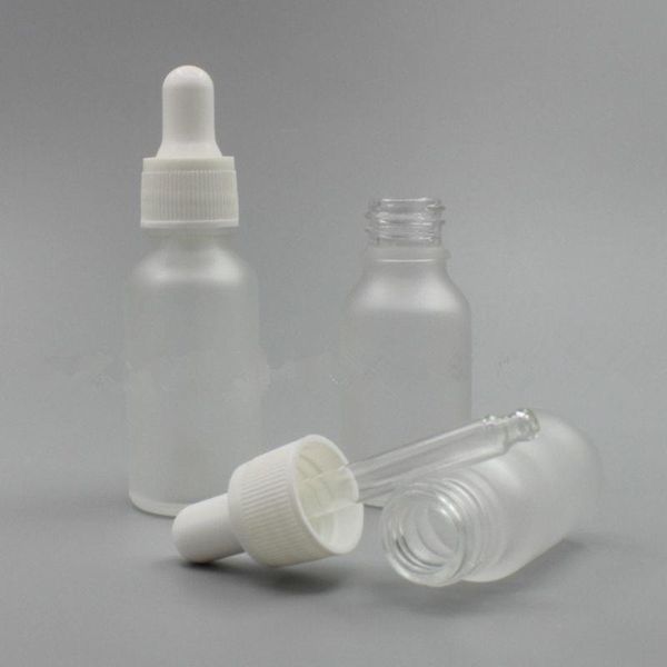 Vacío Recargable Frost Glass E-líquido Botellas cuentagotas Oil Glass Piepette Dropper Container 5ml 10ml 15ml 20ml F1776 Pnkww