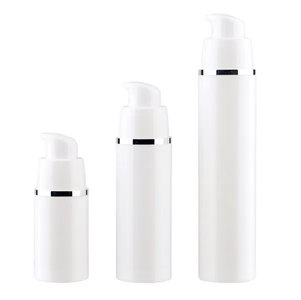 Bouteille à pompe à vide sans air blanche rechargeable de haute qualité, Tube en plastique pour crème et lotion, conteneur pour voyage 15 30 50ML