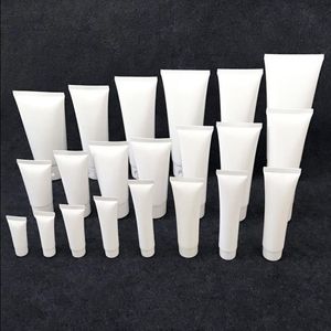 Tube cosmétique en plastique blanc rechargeable vide contenants de baume à lèvres crème pour les mains nettoyant écran solaire emballage d'essai pressé à l'envers Bottl Mslb