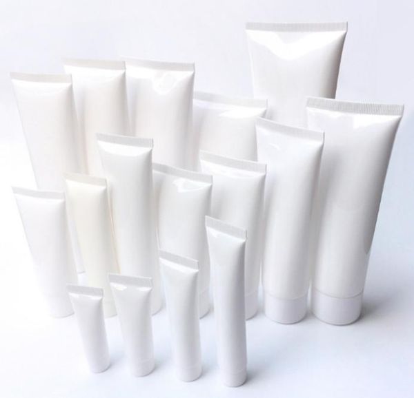 Tube cosmétique en plastique blanc rechargeable vide contenants de baume à lèvres crème pour les mains nettoyant écran solaire emballage d'essai pressé à l'envers