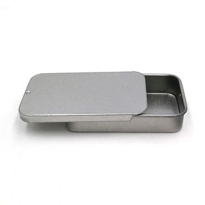 effen mat zwart dia bovenste tin balsem lipcontainer schuif metalen doos voor pepermuntjes snoep