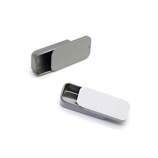 Vacío pequeño rectángulo tapa superior deslizante jabón para cejas Perfume sólido bálsamo labial menta Metal caja/caja/contenedores de lata deslizante 50*25*10mm