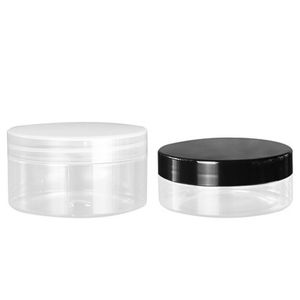 Dia.89mm Vide Transparent PET Bouteille De Cire De Cheveux Blanc Noir Couvercle En Plastique Transparent Emballage Cosmétique Pots De Bonbons En Plastique Pots De Crème Pour Le Visage Bouchon En Aluminium 150ml 200ml 250ml