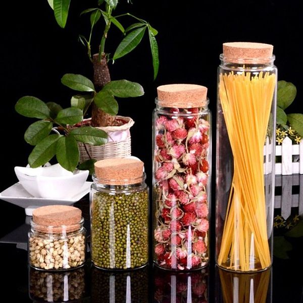 Bouteilles en verre vides à large bouche avec liège DIY Bless Stars Seeds Flacons Conteneurs Cadeaux 4 types de taille