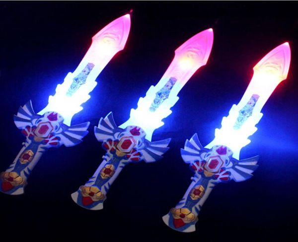 EMS 50pcs 50cm LED Musical Flash Glow Sword Knife Costume Haby Up Props LED Light Flash Gravity Kids Toy Christmas Gift7131522