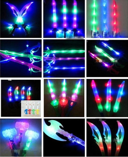 EMS 50PCS MIXE LED MUSICAL MUSICAL GLOW SWORD CHIEF Costume Haby Up Props LED Light Flash Gravity Kids Toy Christmas Gift7272301