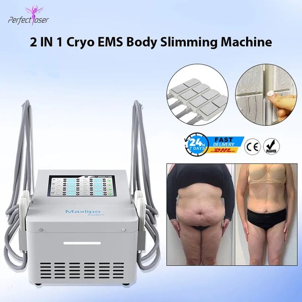 EMS Cryo Plates Minceur Machine Cellulite Froide Cryothérapie 400W Puissance Cryothérapie Lipo Cryo Graisse Gel Forme du Corps 4 Pads Cryotherapy Minceur Équipement