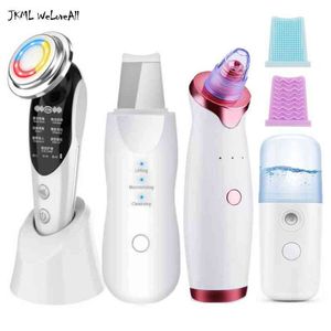 EMS masseur facial thérapie par la lumière LED soins de la peau nettoyeur à ultrasons dissolvant de points noirs Nano Spray visage vapeur outils de beauté 220505